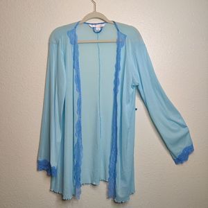 Victoria's Secret Pink Label Blue Sheer Lace Detail Robe Size M/L